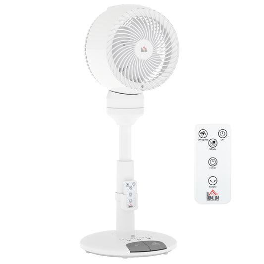 HOMCOM Standing Fan for Bedroom, 28" Pedestal Fan with Remote, 70Β° Oscillating, 90Β° Vertical Tilt, 3 Speeds, Adjustable Height, 7H Timer, Foot Button, White