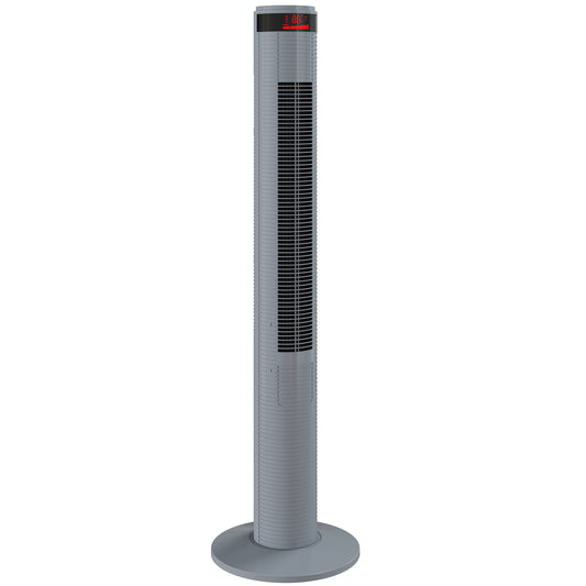 HOMCOM Oscillating Tower Fan Remote Control 3 Speed Modes Cooling Machine, Grey