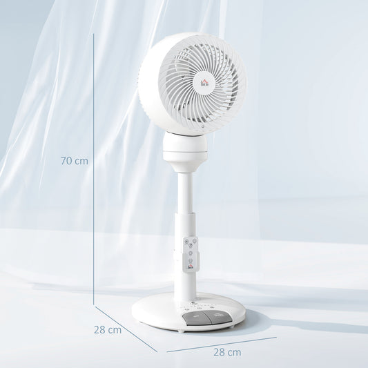 HOMCOM Standing Fan for Bedroom, 28" Pedestal Fan with Remote, 70Β° Oscillating, 90Β° Vertical Tilt, 3 Speeds, Adjustable Height, 7H Timer, Foot Button, White