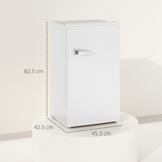 HOMCOM Under Counter Fridge, 85L Small Retro Refrigerator with Chiller Box, Adjustable Thermostat, Glass Shelves, White