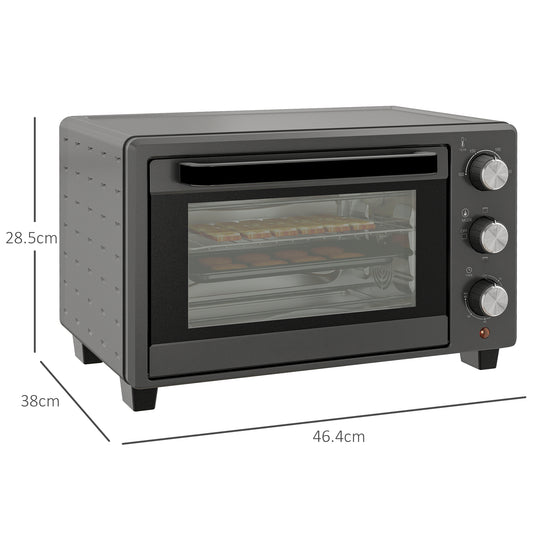 HOMCOM 21L Mini Countertop Oven, 100Β°C-230Β°C Adjustable Temp - Grey