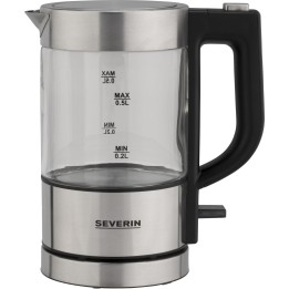 Severin WK 3472 Mini Glass Electric Kettle 0.5L 1100W BPA Free Silver