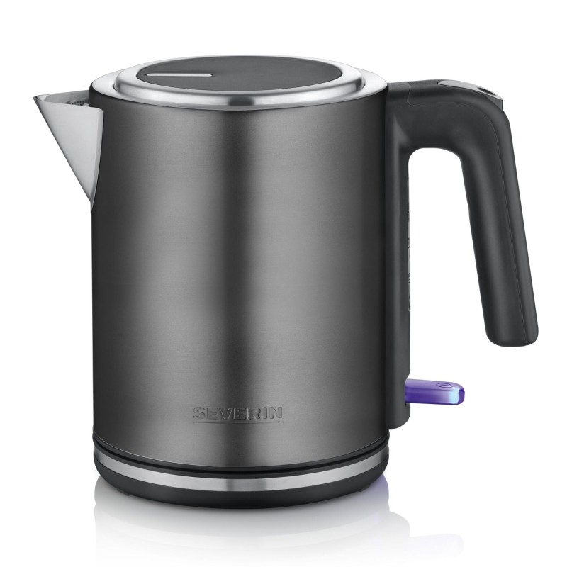 Severin WK 9342 Wasserkocher 1 L 2400 W Schwarz, Gebürsteter Stahl -