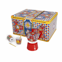Bialetti X Dolce&Gabbana Sicilian Cart Presentpaket (Moka 2 Kopp, 2 Koppar & Guld Rörpinnar)