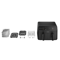Grundig FR 7284 Airfit Twin Doppel-Heißluftfritteuse 8.5 lt Ölfreie Fritteuse