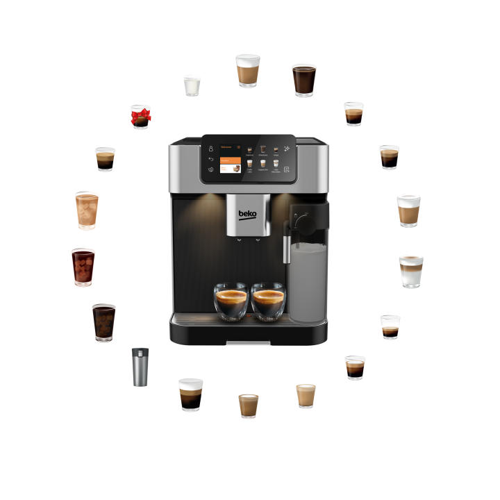 Beko CEG7348X CaffeExperto — 18 Drinks, Wi-Fi, TFT Screen | Bean to Cup | Tiny Lux