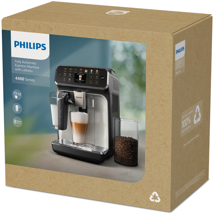 Philips 4300 LatteGo EP4446/70 Bean to Cup Coffee Machine – Black