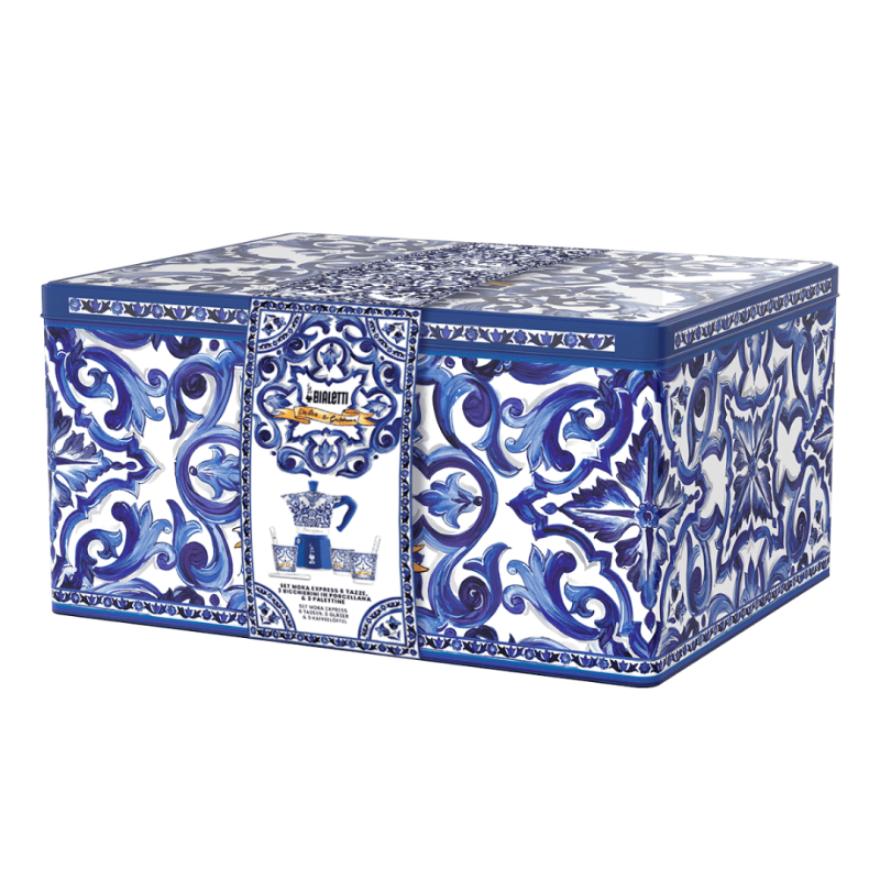 Bialetti X Dolce&Gabbana Blue Mediterranean Gavesett (6 kopp Moka og røresett)