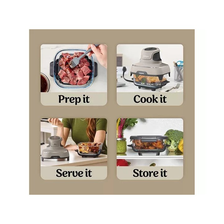 Ninja CRISPi 4-in-1 Portable Glass Air Fryer - Stone FN101UKST - Ninja Air Fryers