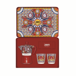 Bialetti X Dolce&Gabbana Sicilian Cart Presentpaket (Moka 2 Kopp, 2 Koppar & Guld Rörpinnar)