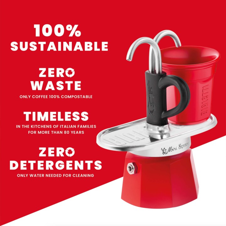 Bialetti Mini Express 'R' Double Serve (2 Cups & 2 Cup Coffee Maker)