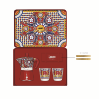 Bialetti X Dolce&Gabbana Sicilian Cart Presentpaket (Moka 2 Kopp, 2 Koppar & Guld Rörpinnar)