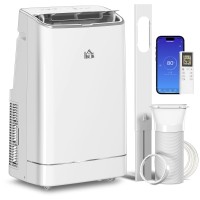 HOMCOM 14000 BTU Mobiele airconditioner, 35m², Slimme thuis-WiFi, met ontvochtiger, ventilator, 24H timer, raamkit, wit