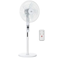 HOMCOM 124cm Gulvvifte med Søvnmodus, Oscillerende Ståvifte med 3 Moduser, Fjernkontroll, Justerbar Høyde, Hvit