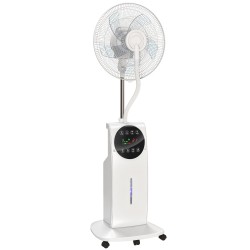 HOMCOM 135cm golvfläkt med vattendimma spray fuktande dimfläkt, vit