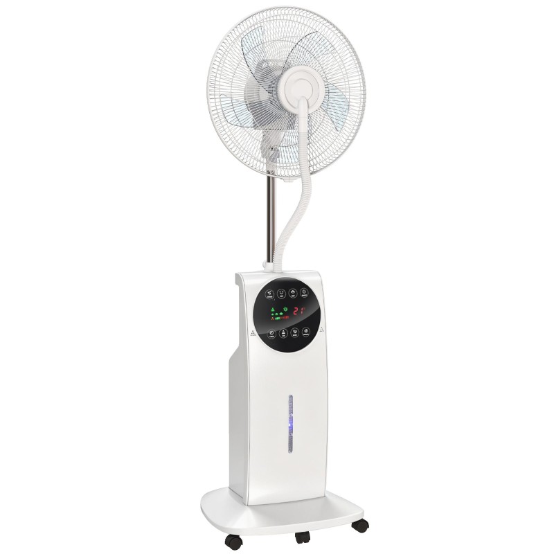 HOMCOM 135cm Standventilator mit Wassersprühnebel, Luftbefeuchter, Sprühnebelventilator, Weiß