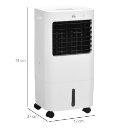 HOMCOM Luftkühler, mobiler Kühlventilator Luftbefeuchter Klimaanlage mit 15L Wassertank, Oszillation, Fernbedienung, Timer, 32x3