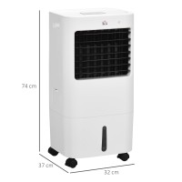 HOMCOM Luftkühler, mobiler Kühlventilator Luftbefeuchter Klimaanlage mit 15L Wassertank, Oszillation, Fernbedienung, Timer, 32x3