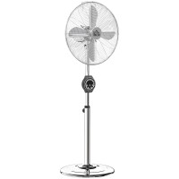 HOMCOM 16" Metall golvfläkt med oscillation, justerbar höjd - silverton