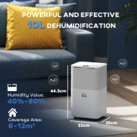 HOMCOM 10L/Deshumidificador de Día | 2L Depósito, Secado de Ropa, Auto
