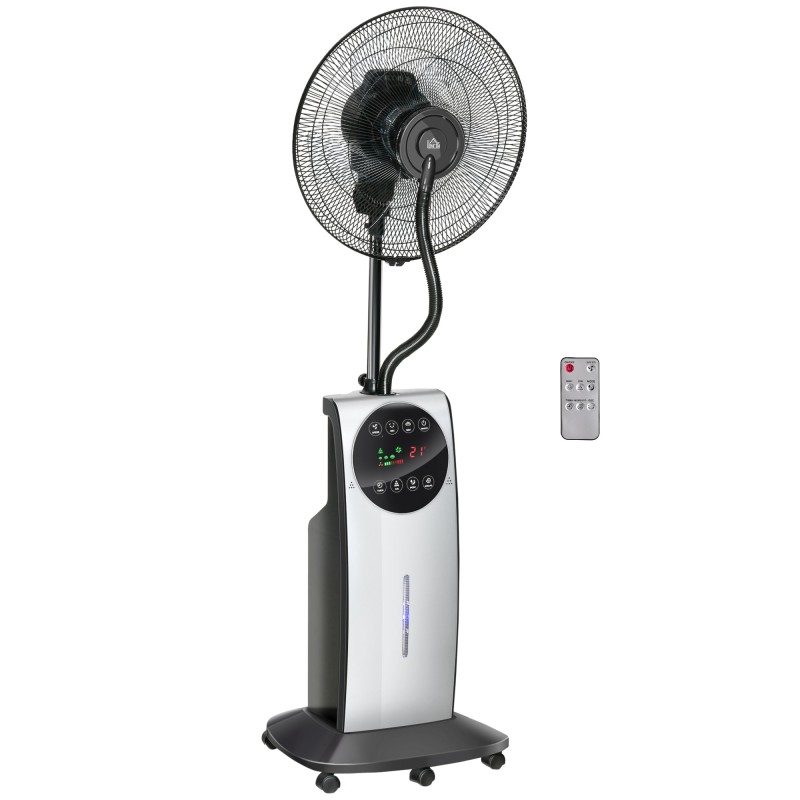 HOMCOM 16 Inch Ventilator met waternevel - Zwart