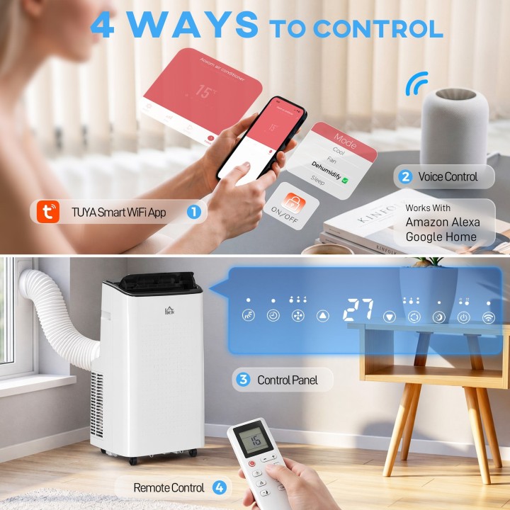 HOMCOM 14,000 BTU Smart WiFi Portable Air Conditioner