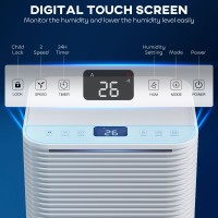 HOMCOM 10L/Deshumidificador de Día | 2L Depósito, Secado de Ropa, Auto