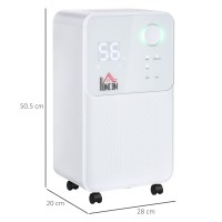 HOMCOM 12L/Day Dehumidifier | Quiet 38dB, 4 Modes, Timer