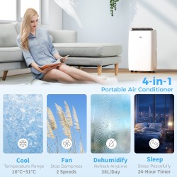 HOMCOM 12,000 BTU Draagbare Airconditioner | 4-in-1