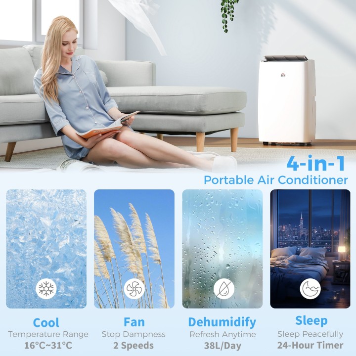HOMCOM 12,000 BTU Portable Air Conditioner | 4-in-1