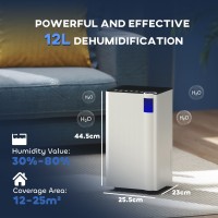 HOMCOM 12L/Dagavfuktare med filter | Tyst 38dB — Vit