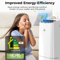 HOMCOM 14000 BTU Mobiele airconditioner, 35m², Slimme thuis-WiFi, met ontvochtiger, ventilator, 24H timer, raamkit, wit