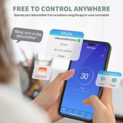 HOMCOM 10L/Day Smart Dehumidifier | WiFi App, 2.5L Tank