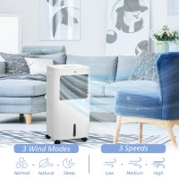 HOMCOM luftkøler, mobil køleventilator luftfugter luftkonditioneringsapparat med 15L vandtank, oscillation, fjernbetjening, time
