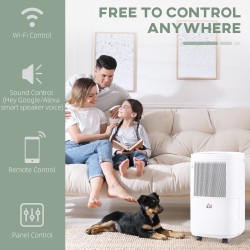 HOMCOM 10L/Day Smart Dehumidifier | WiFi App, Quiet, 2.2L