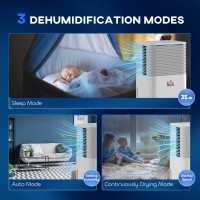 HOMCOM 12L/Deshumidificador de Día | 2L Depósito, Secado de Ropa, Automático