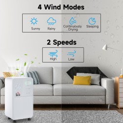 HOMCOM 12L/Dagers avfukter | Stille 38dB, 4 Moduser, timer