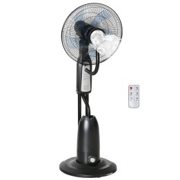 HOMCOM 18" Pedestal Fan with Water Mist Spray, Humidifying Misting Fan, Standing Fan with 3 Speeds, 2.8L Water Tank, Timer and R