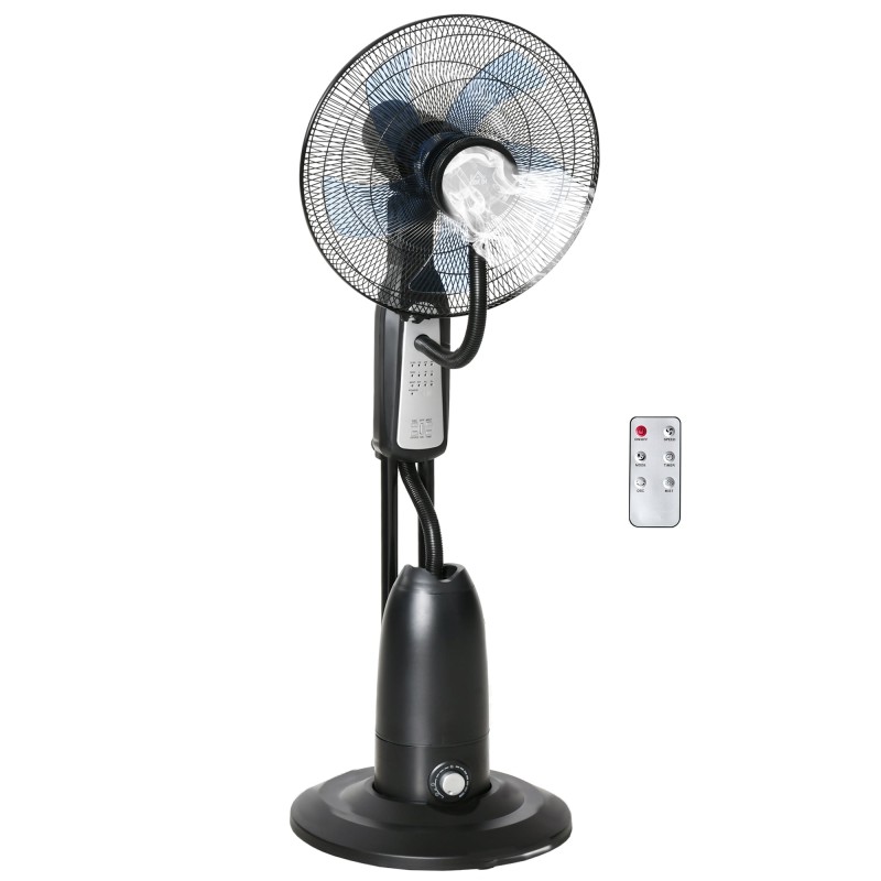 HOMCOM 18" Standventilator mit Wassersprühnebel, Luftbefeuchter-Ventilator, Standventilator mit 3 Geschwindigkeiten, 2.8L Wasser