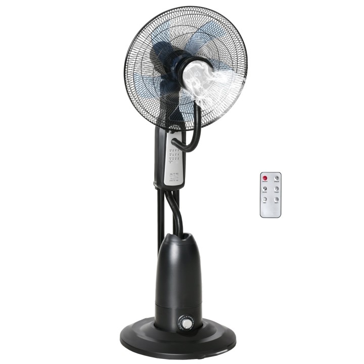 HOMCOM 18" Pedestal Fan with Water Mist Spray, Humidifying Misting Fan, Standing Fan with 3 Speeds, 2.8L Water Tank, Timer and R