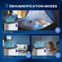 HOMCOM 12L/Deshumidificador de Día con Filtro | Silencioso 38dB — Blanco