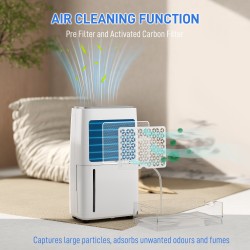 HOMCOM 16L/Deumidificatore Giornaliero | Multi-Modalità, Ruote — Bianco