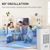 HOMCOM luftkøler, mobil køleventilator luftfugter luftkonditioneringsapparat med 15L vandtank, oscillation, fjernbetjening, time