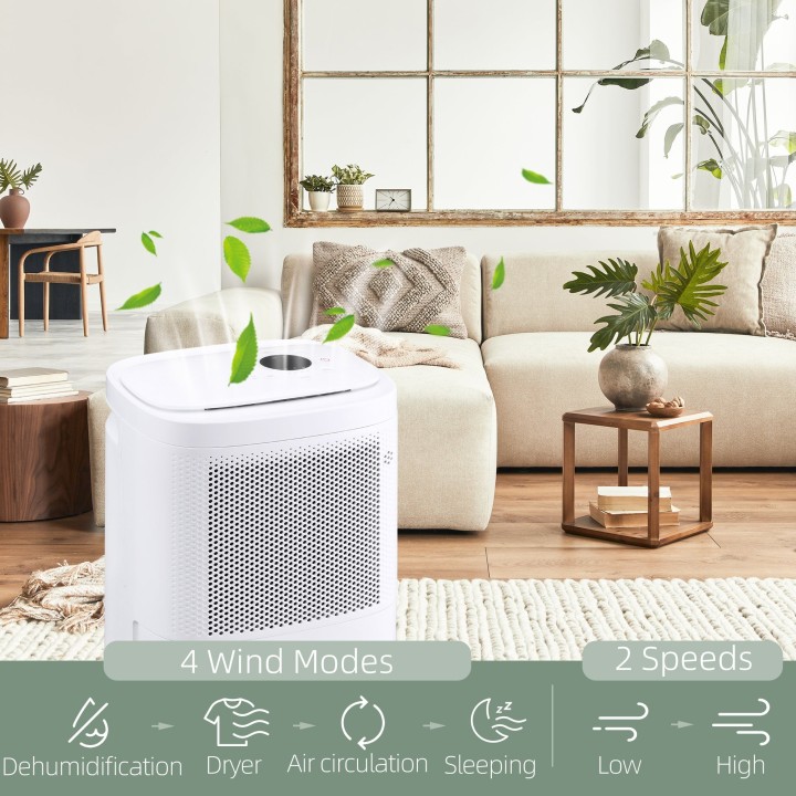 HOMCOM 10L/Day Smart Dehumidifier | WiFi App, Quiet, 2.2L
