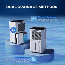HOMCOM 12L/Dagavfuktare med filter | Tyst 38dB — Vit