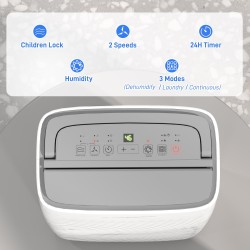 HOMCOM 16L/Deumidificatore Giornaliero | Multi-Modalità, Ruote — Bianco