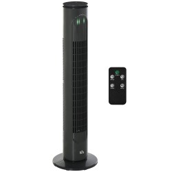 HOMCOM 30'' Freistehender Turmventilator, 3 Geschwindigkeit 3 Modus, 10h Timer, 70 Grad Oszillation, LED-Licht, 5M Fernbedienung