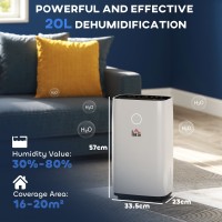 HOMCOM 20L/Day Dehumidifier | LED Screen, Sleep, Timer