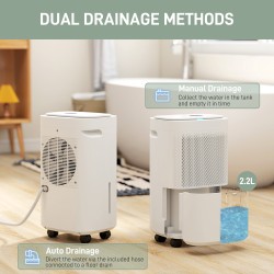 HOMCOM 10L/Dag Smart Avfukter | WiFi-app, Stille, 2.2L
