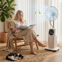 HOMCOM 135cm Standventilator mit Wassersprühnebel, Luftbefeuchter, Sprühnebelventilator, Weiß